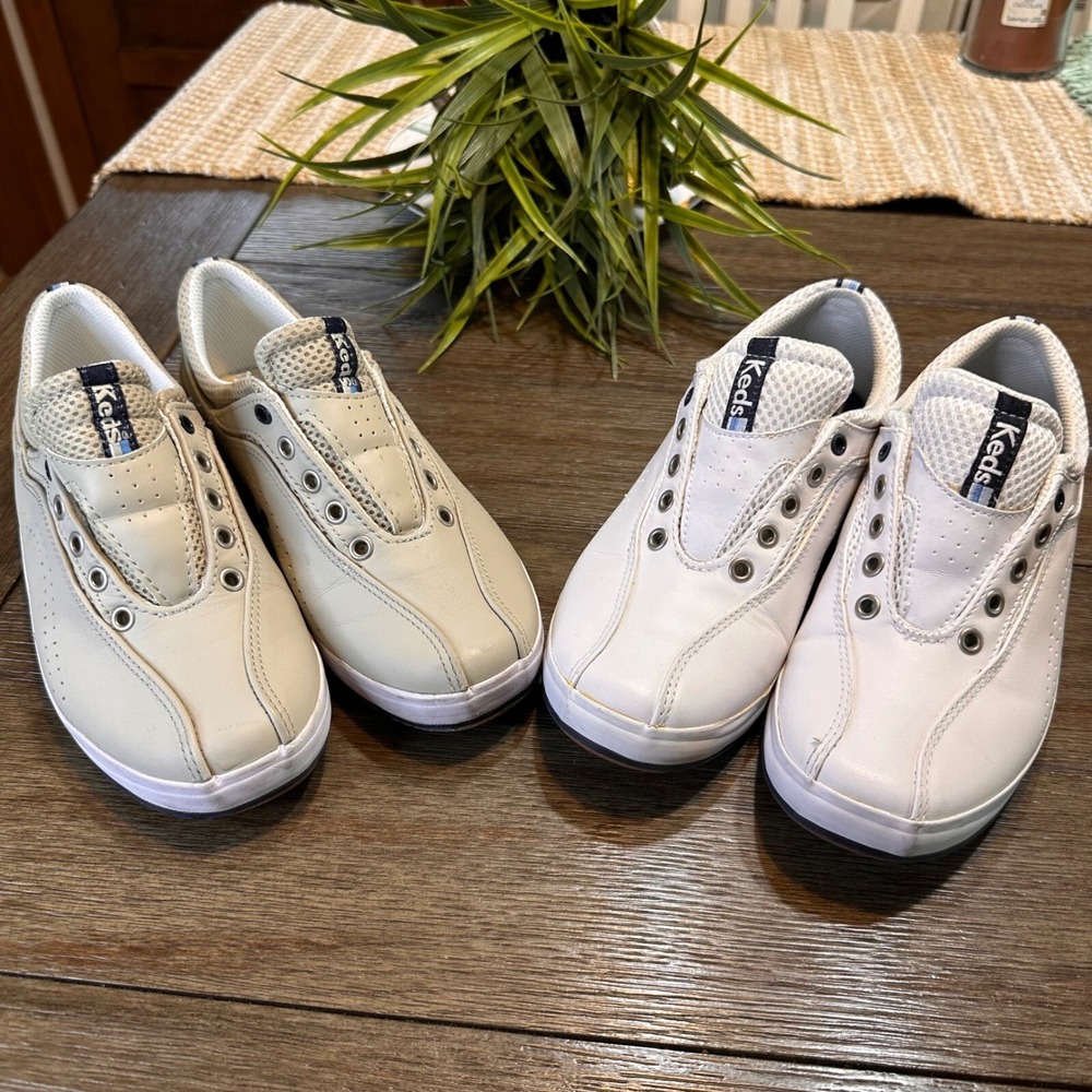 Bundle of 2 Keds‎ Leather Slip On Sneakers Comfort Walking Shoes Casual Size 6